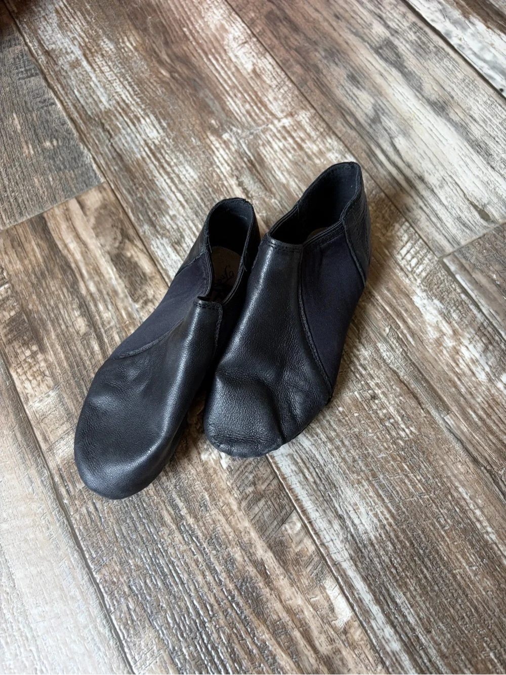 Black Slip-On Leather Dance or Jazz Shoes